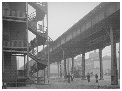 Children Playing Under Elevated Train in Chicago 1941