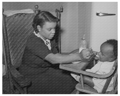 Woman Feeding Baby in Chicago April 1941 Vintage Photo