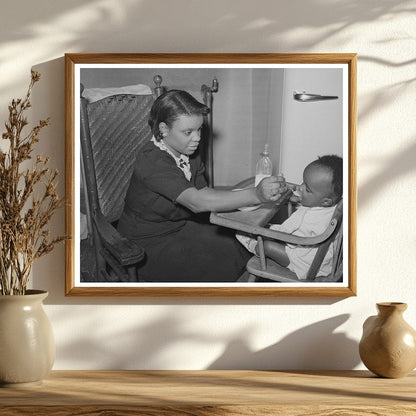 Woman Feeding Baby in Chicago April 1941 Vintage Photo