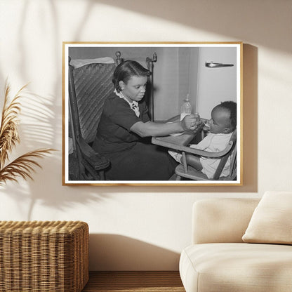 Woman Feeding Baby in Chicago April 1941 Vintage Photo