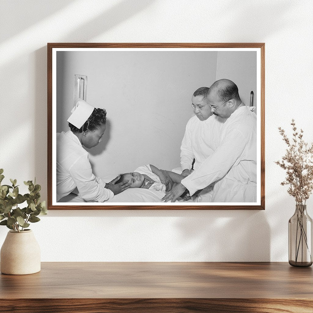 1941 Chicago Clinic Scene with Healthcare Worker and Baby