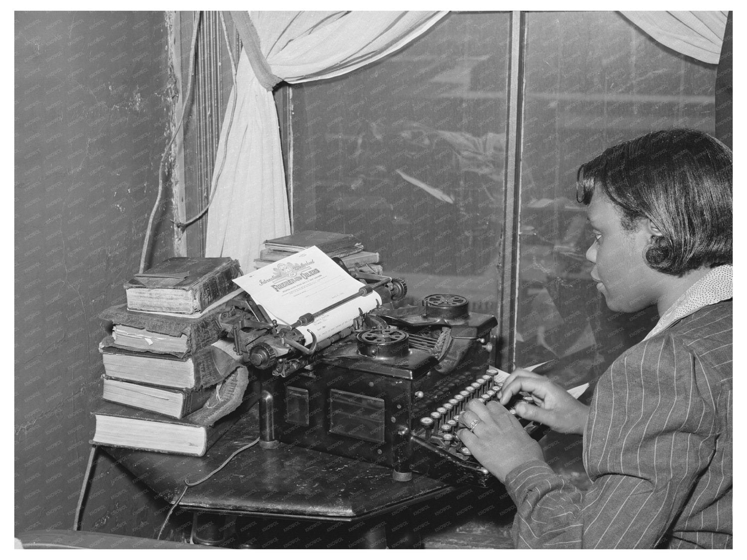 1941 Woman Typing Letter at Home in Chicago