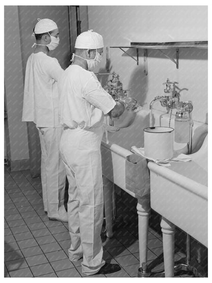 Doctors Scrubbing Up Before Procedure Chicago April 1941