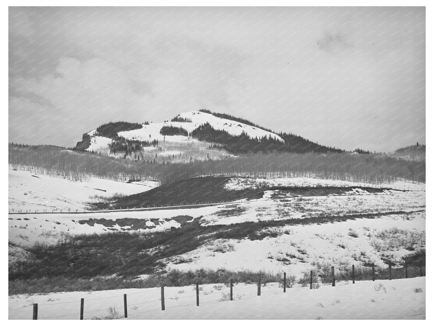 Snow-Covered Mountains in Grand County Colorado May 1941