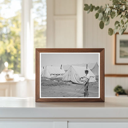 Farm Worker Watering Dusty Ground in Wilder Idaho 1941