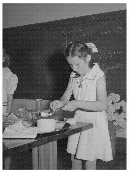 Schoolgirl Cooking Demo at 4-H Club Spring Fair 1941