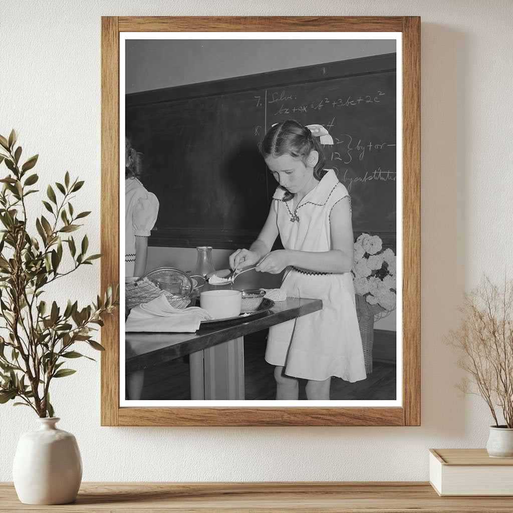 Schoolgirl Cooking Demo at 4-H Club Spring Fair 1941