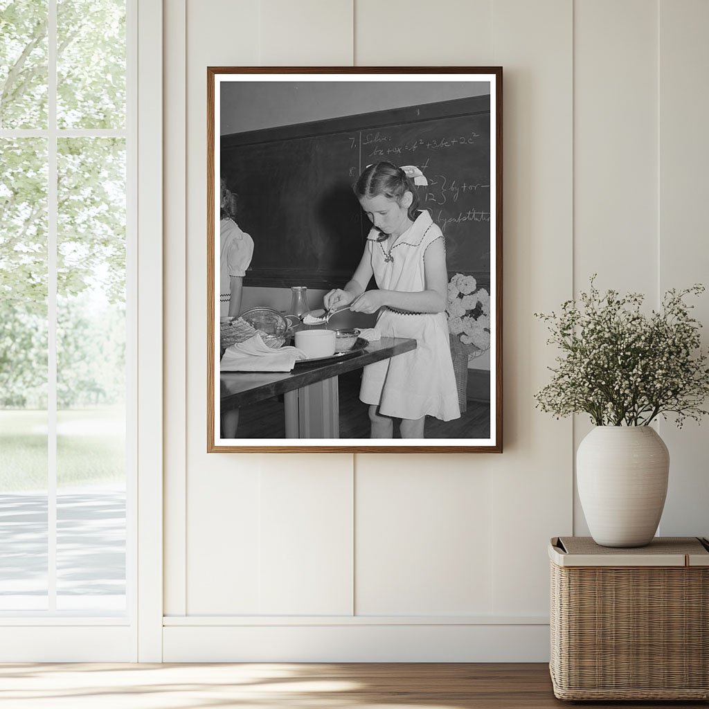 Schoolgirl Cooking Demo at 4-H Club Spring Fair 1941