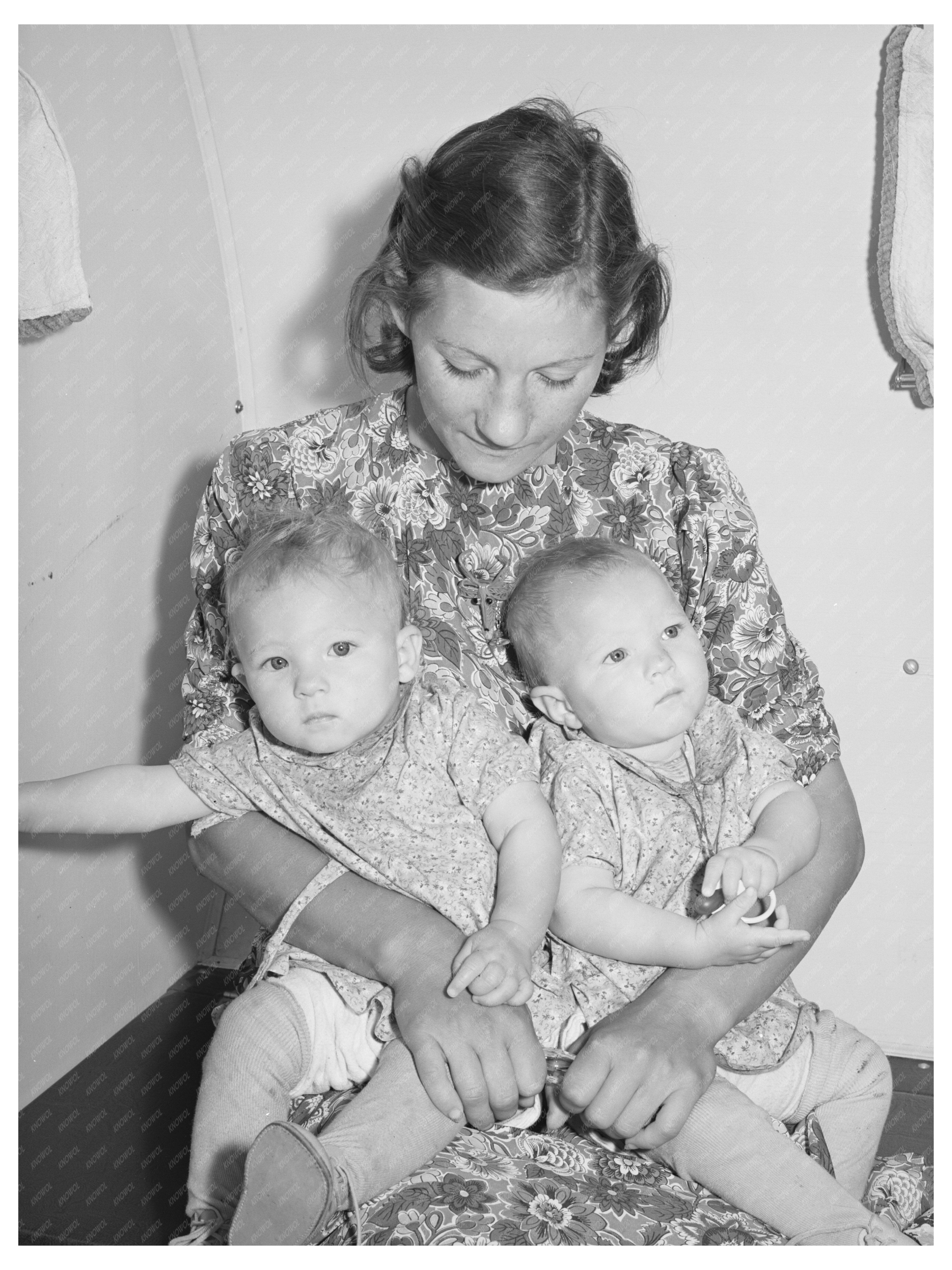 Mother with Twin Babies in Trailer Clinic May 1941