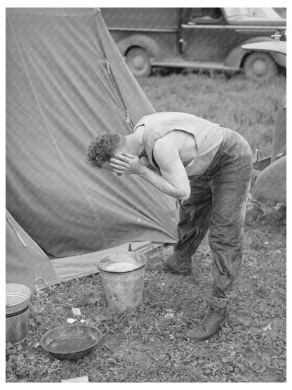 Sheep Shearer Washing Up at Malheur County Ranch 1941