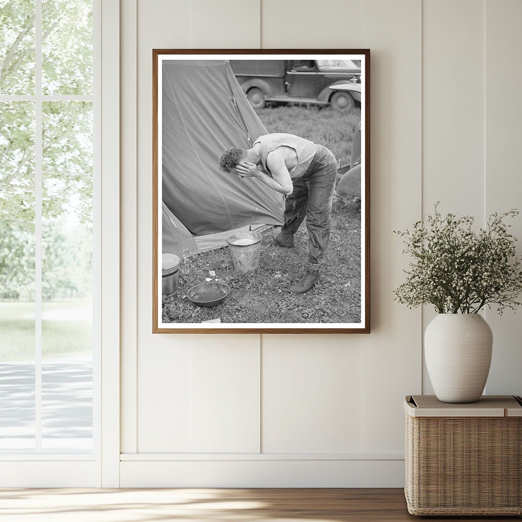 Sheep Shearer Washing Up at Malheur County Ranch 1941