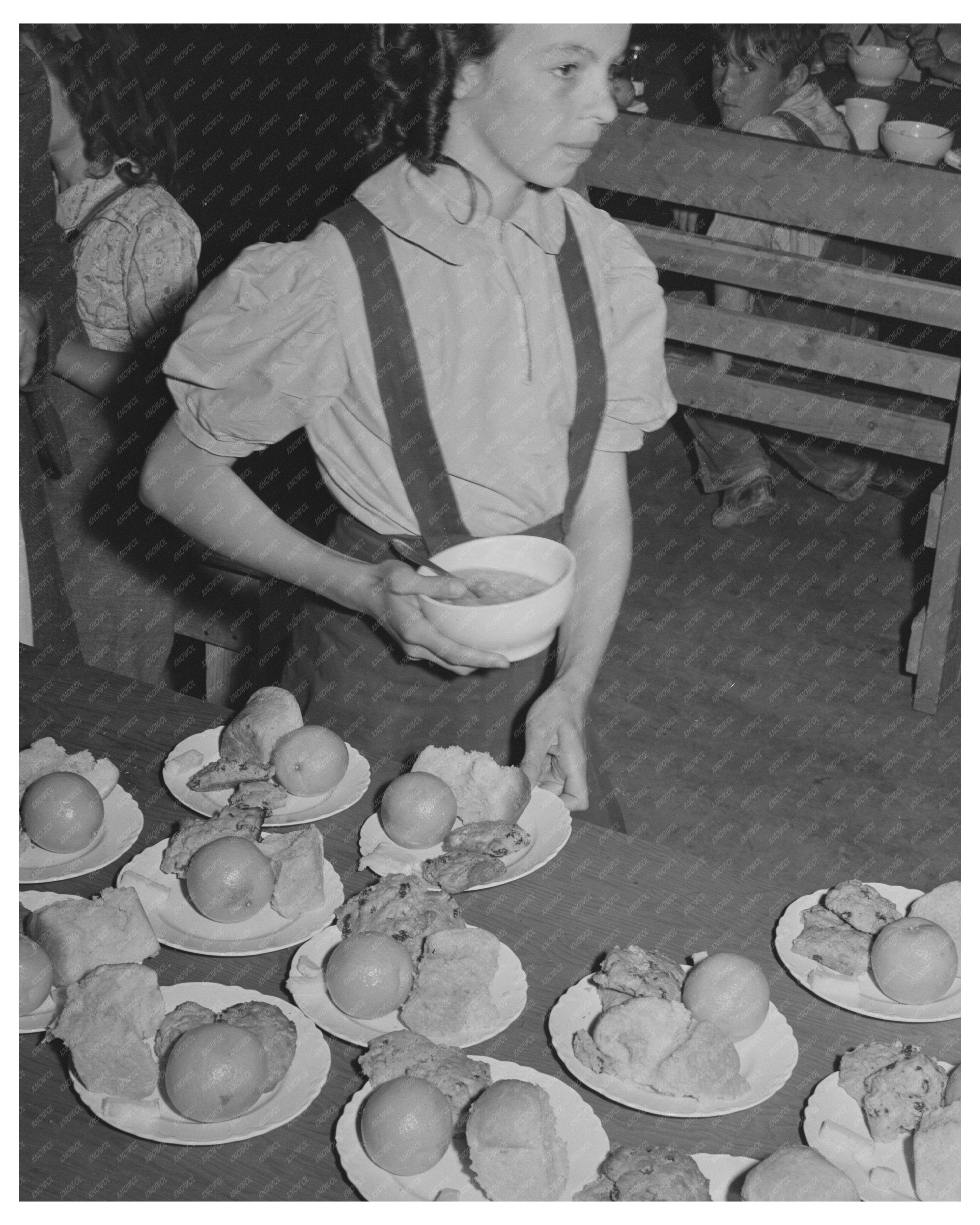 Schoolchildren Lunch at Farm Workers Camp Caldwell Idaho 1941