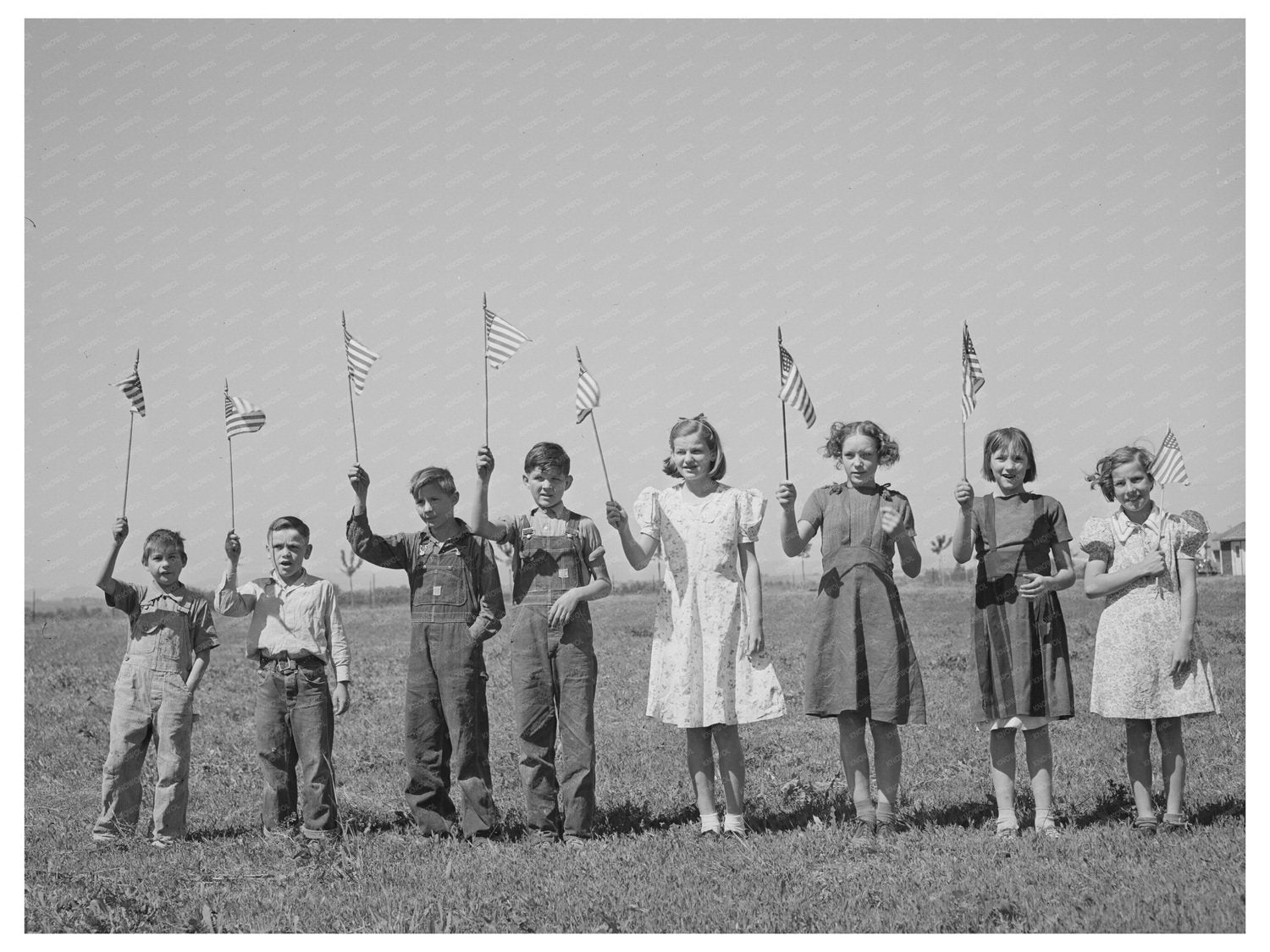 Flag Drill at Farm Security Administration Camp Caldwell Idaho 1941
