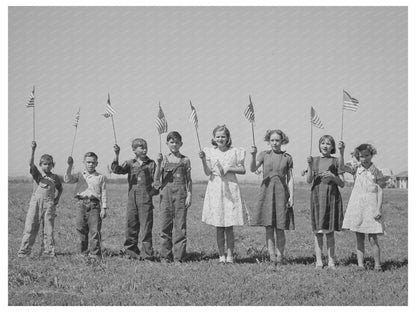 1941 Flag Drill at Farm Security Administration Camp Idaho