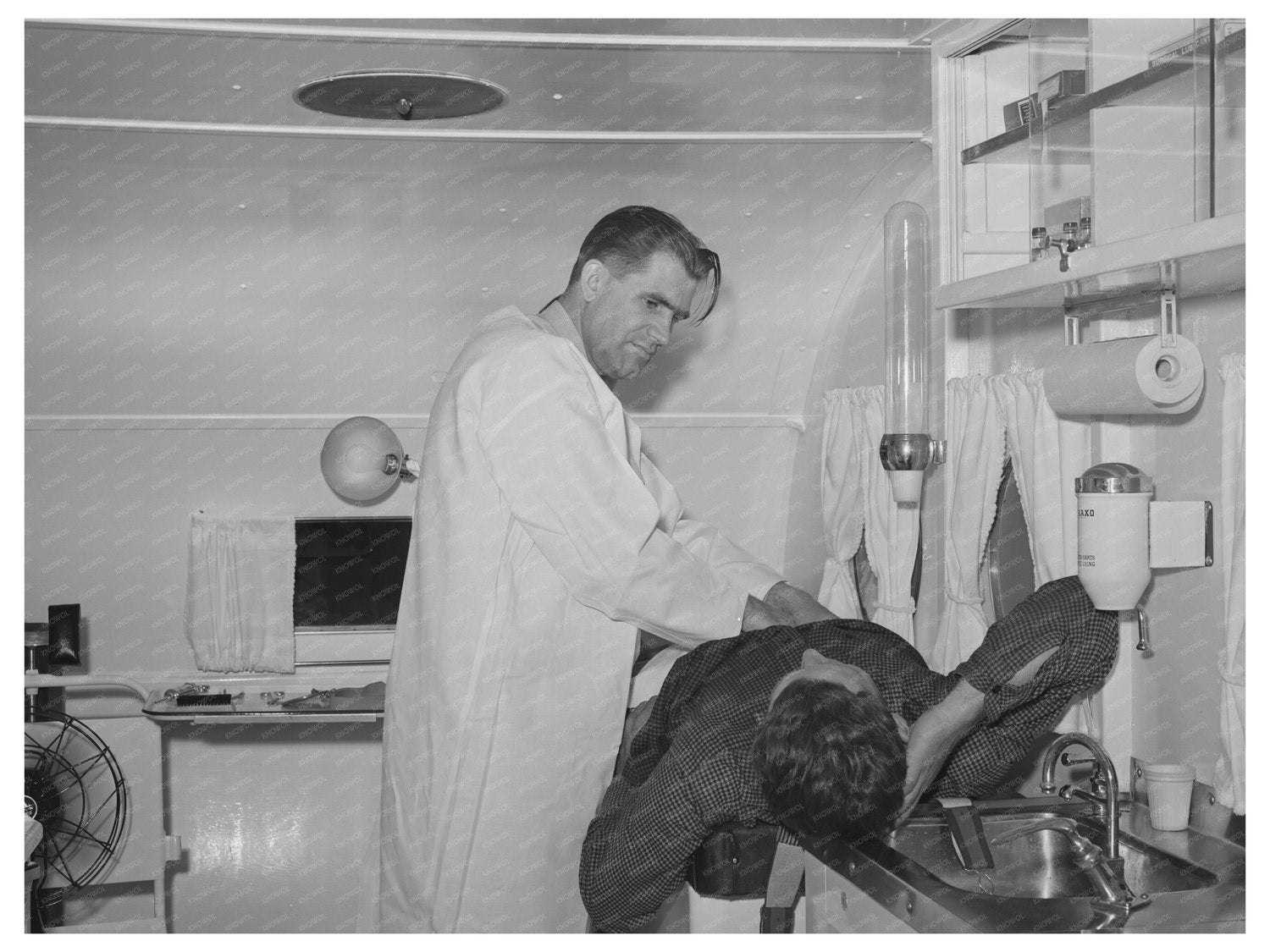 Trailer Clinic Scene at Migratory Labor Camp Wilder Idaho 1941