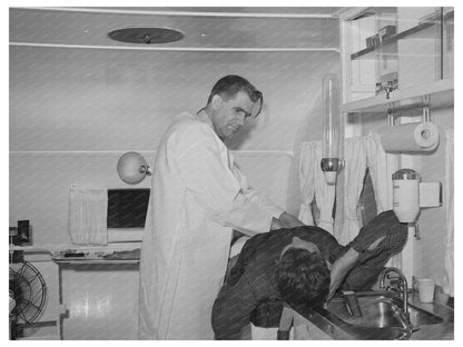 Trailer Clinic Scene at Migratory Labor Camp Wilder Idaho 1941