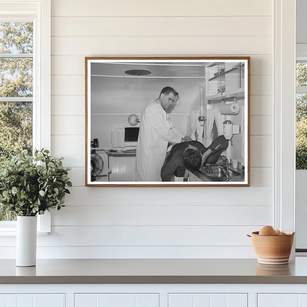 Trailer Clinic Scene at Migratory Labor Camp Wilder Idaho 1941