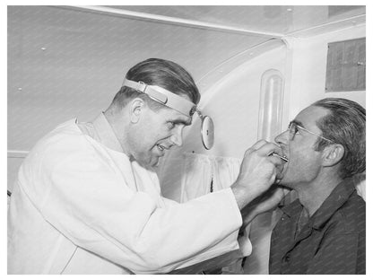 1941 Doctor with Farm Workers at Migratory Labor Camp Idaho