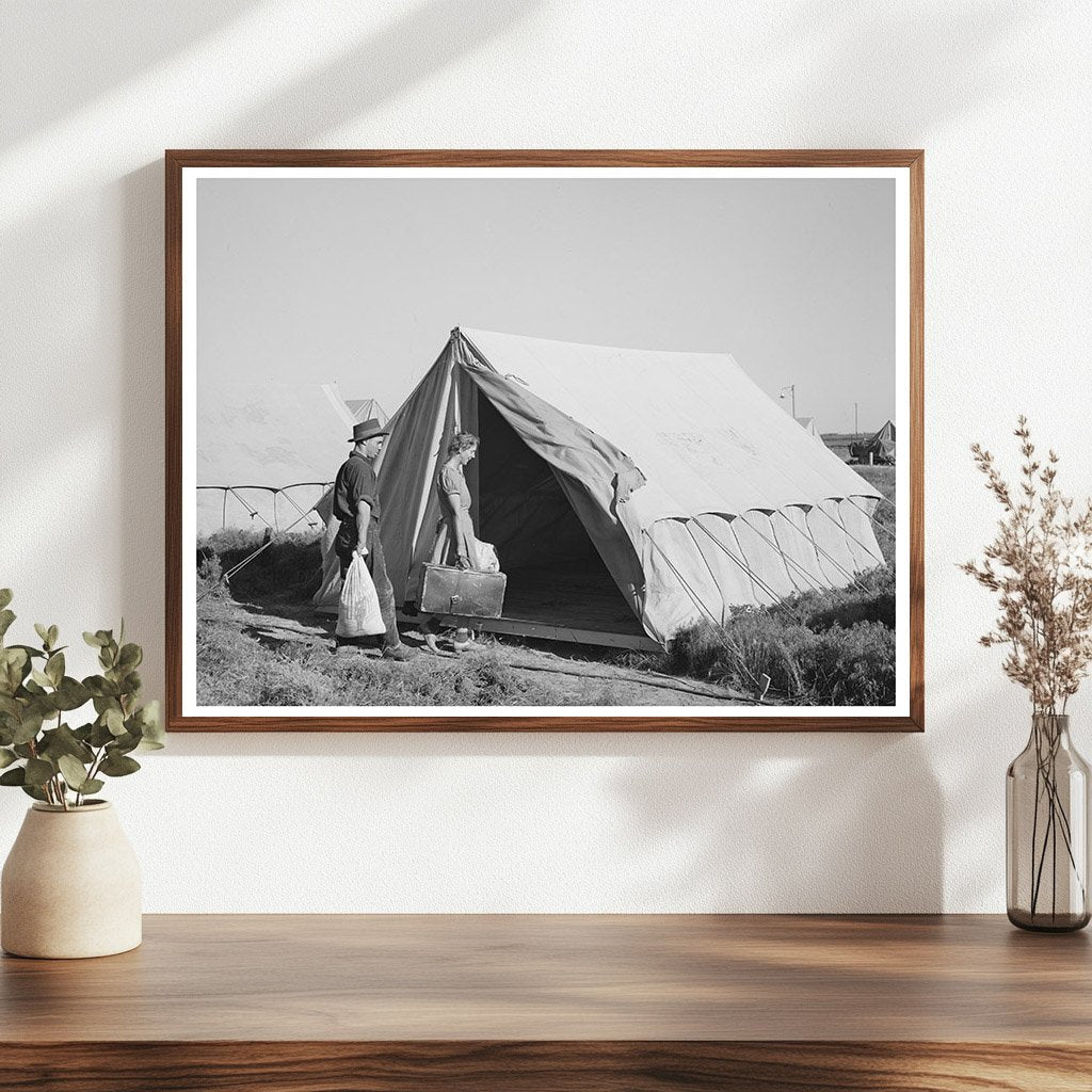 Farm Workers Moving into Tent at Idaho Labor Camp 1944
