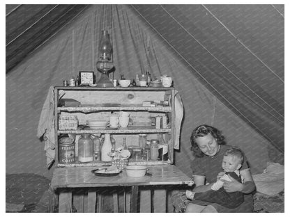 Mother and Child at Migrant Labor Camp Wilder Idaho 1941