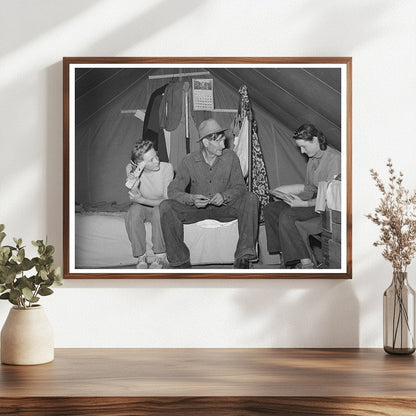 Farm Worker and Daughters in Idaho Migrant Camp 1941