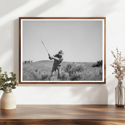 1941 Farmer Clearing Sagebrush in Malheur County Oregon