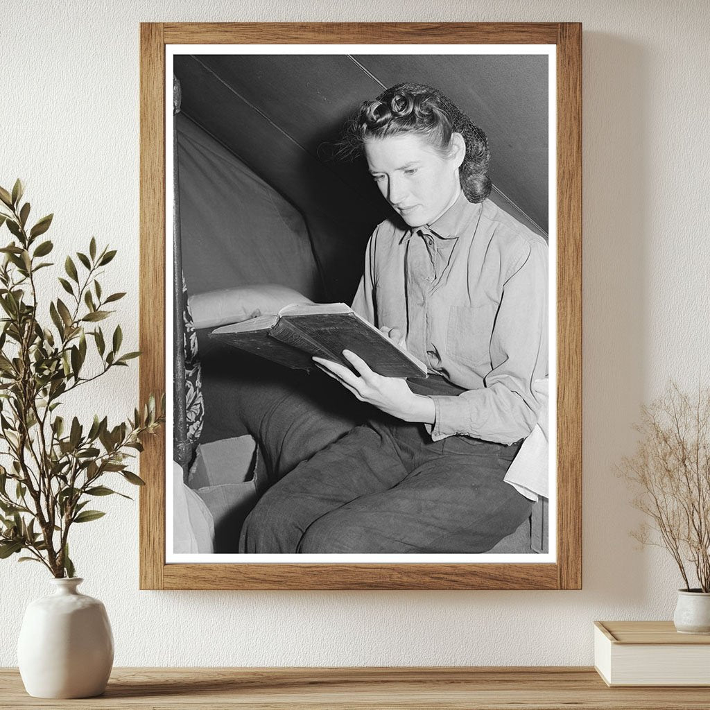 Young Girl Reading Bible in Migratory Labor Camp 1941