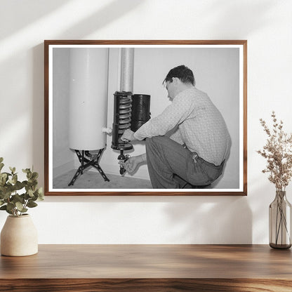 1941 Young Man Lighting Hot Water Heater in San Diego