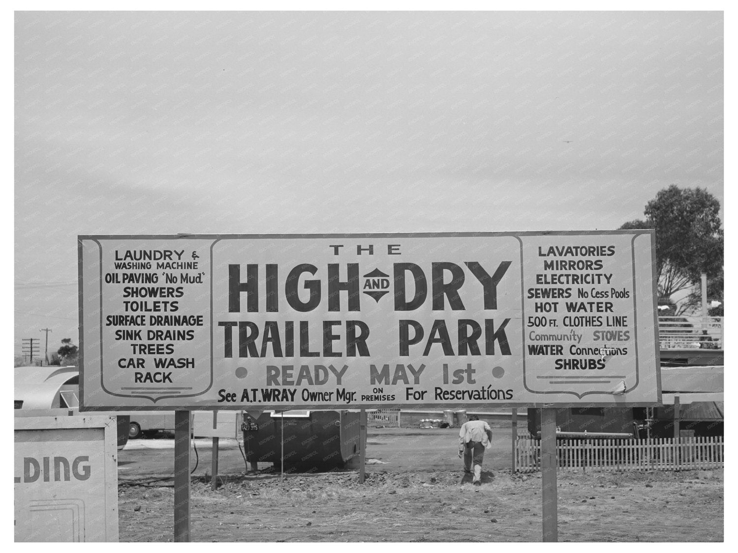 1941 San Diego Trailer Court Opening Sign Image