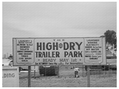 1941 San Diego Trailer Court Opening Sign Image