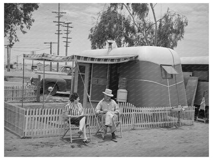 1941 San Diego Construction Couple Outside Trailer Home