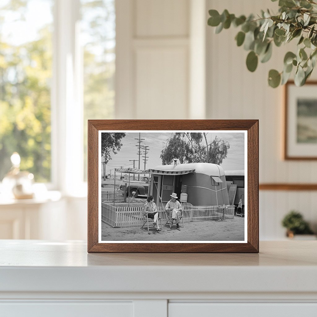 1941 San Diego Construction Couple Outside Trailer Home