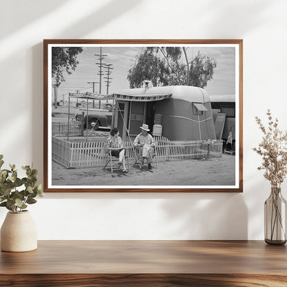 1941 San Diego Construction Couple Outside Trailer Home