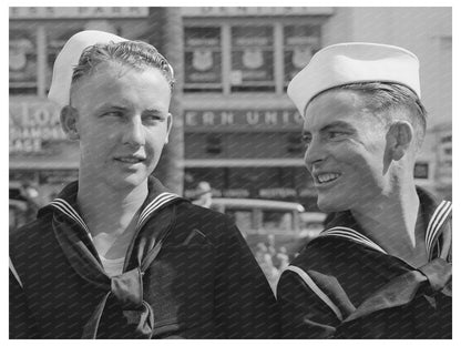 Sailors Conversing in San Diego May 1941 Vintage Photo