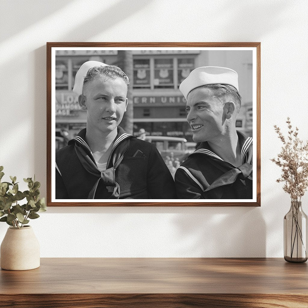 Sailors Conversing in San Diego May 1941 Vintage Photo