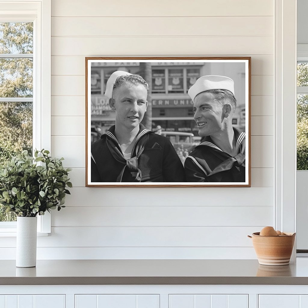 Sailors Conversing in San Diego May 1941 Vintage Photo