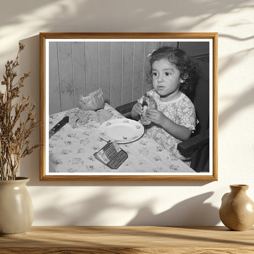Mexican Girl Enjoying Enchilada in San Diego 1941