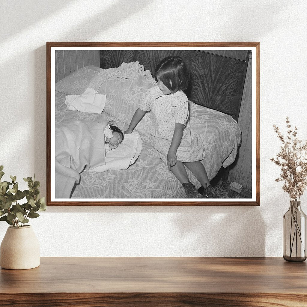 Mexican Girl Holding Baby Sister San Diego May 1941