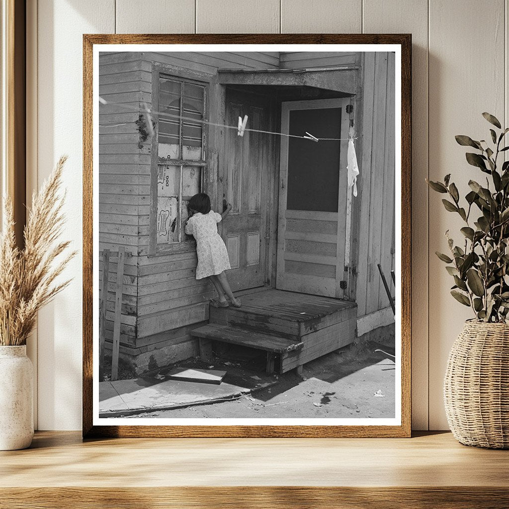Mexican Girl by Window San Diego May 1941 Vintage Photo