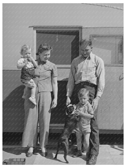 Family Outside Trailer Home in San Diego 1941