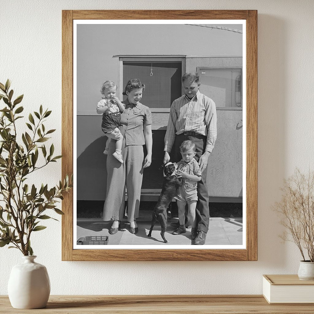 Family Outside Trailer Home in San Diego 1941