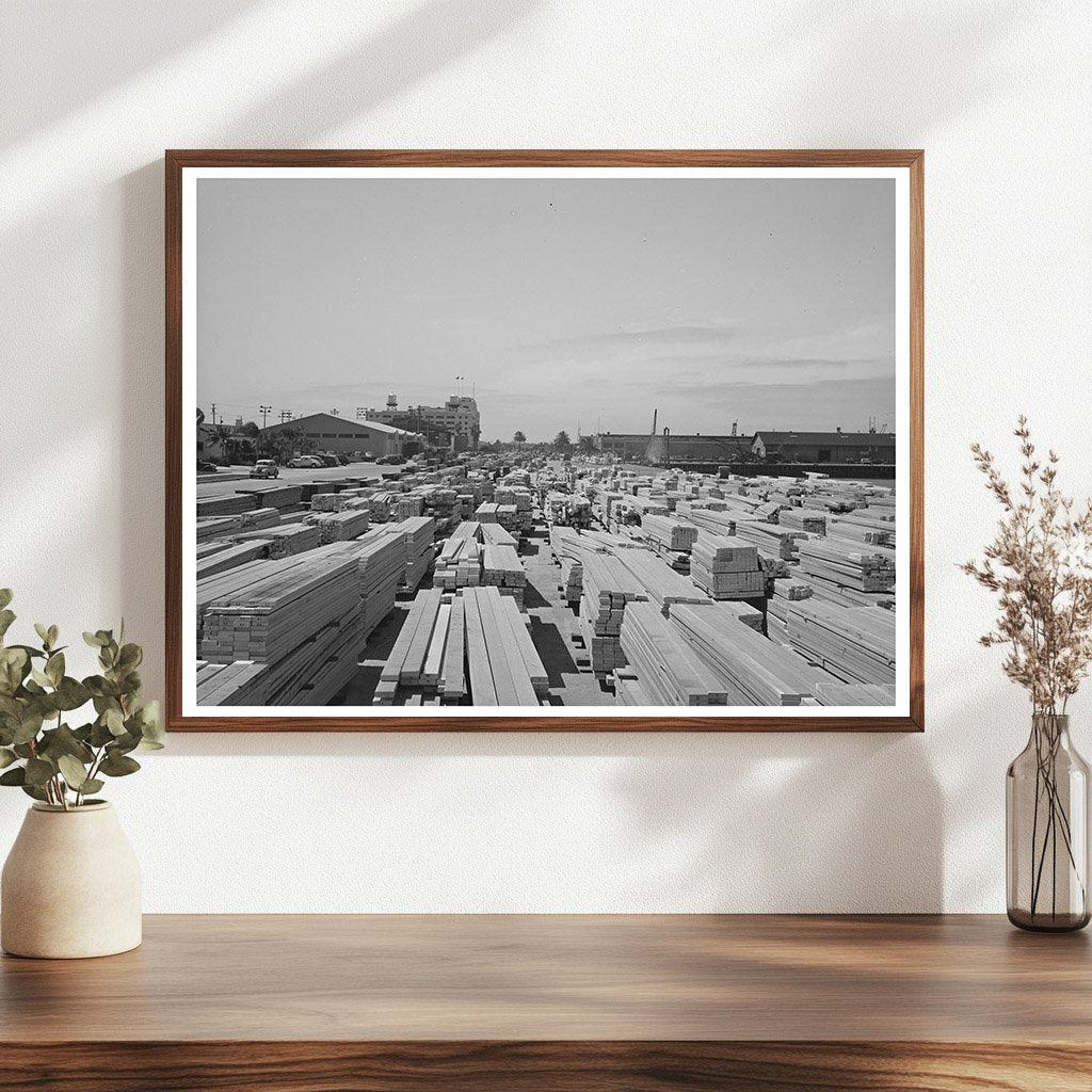 Vintage Lumber Stacked for Construction San Diego 1941