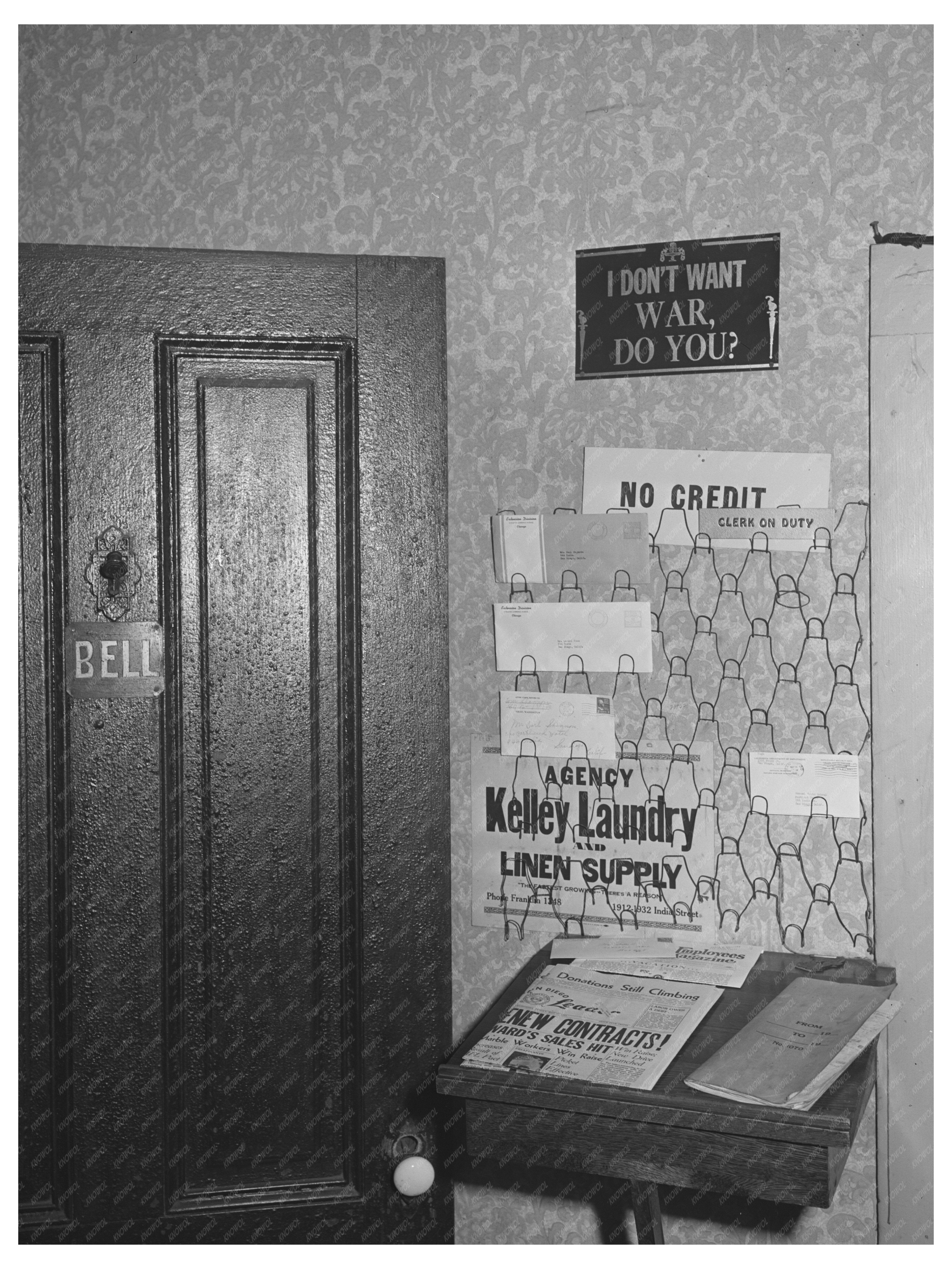 Portland Hotel Desk and Mail Setup San Diego 1941