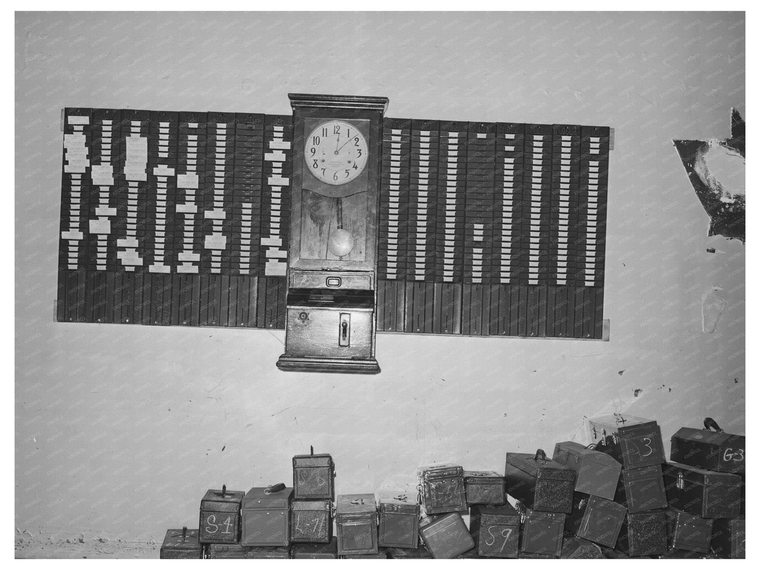 1941 Time Clock and Tool Boxes at Aircraft Vocational School