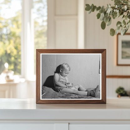 1941 Vintage Image of Boy at Farm Labor Camp Idaho