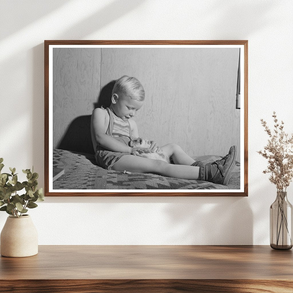 1941 Vintage Image of Boy at Farm Labor Camp Idaho