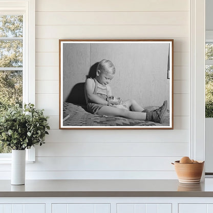 1941 Vintage Image of Boy at Farm Labor Camp Idaho