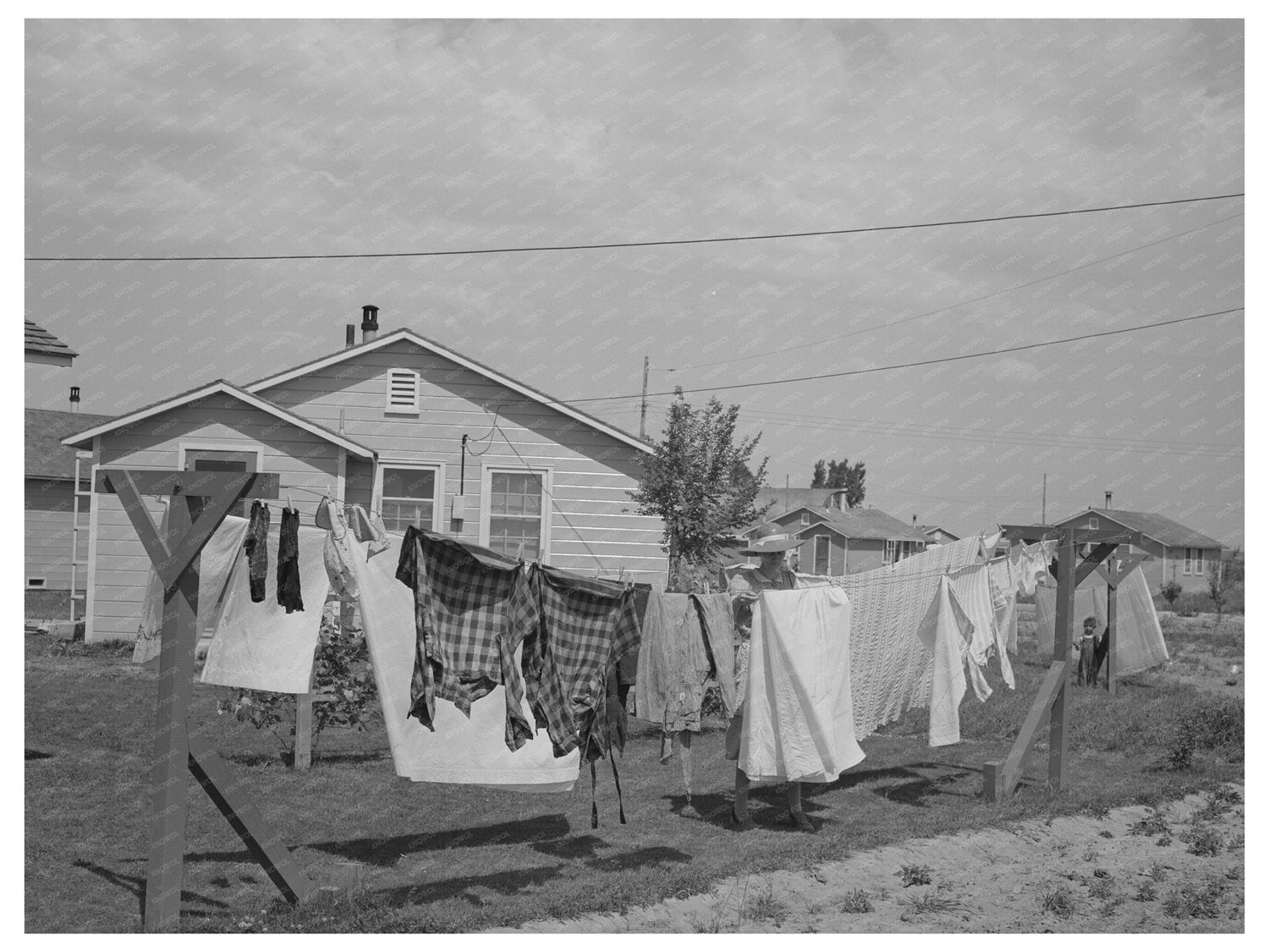 Laundry on Clothesline at Idaho Farm Labor Camp 1941