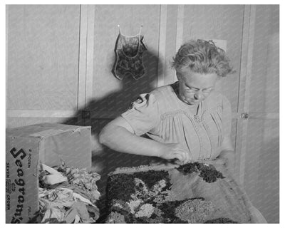 Farm Workers Wife Making Hooked Rug Caldwell Idaho 1941
