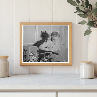 Farm Workers Wife Making Hooked Rug Caldwell Idaho 1941